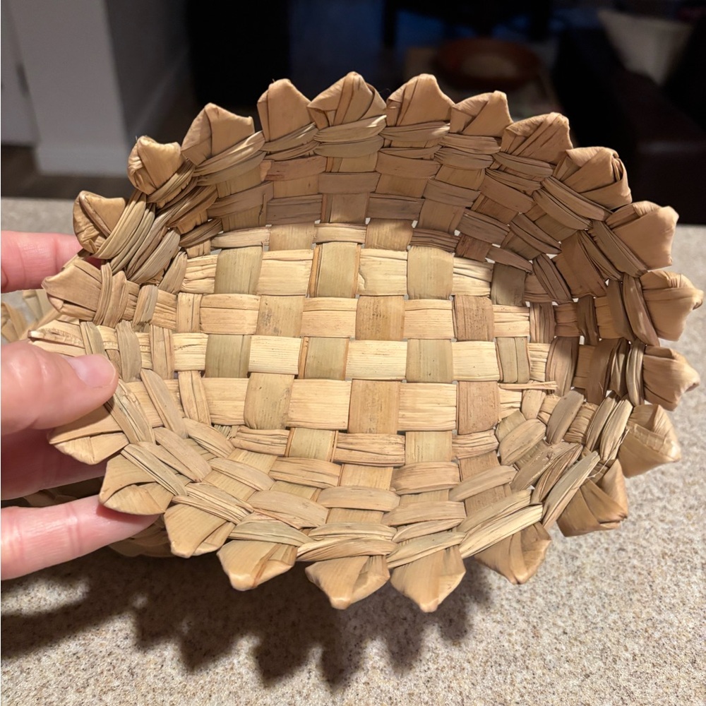 Set of 2 Nesting Natural Woven Decorative Bowls Baskets Catch All - Picture 6 of 11